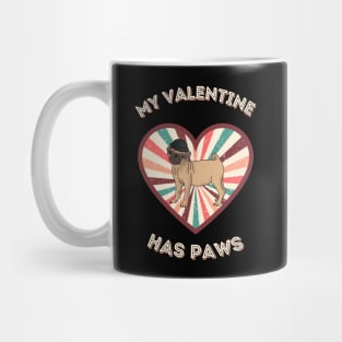 My Valentine has paws- a retro vintage design with a cute pug Mug